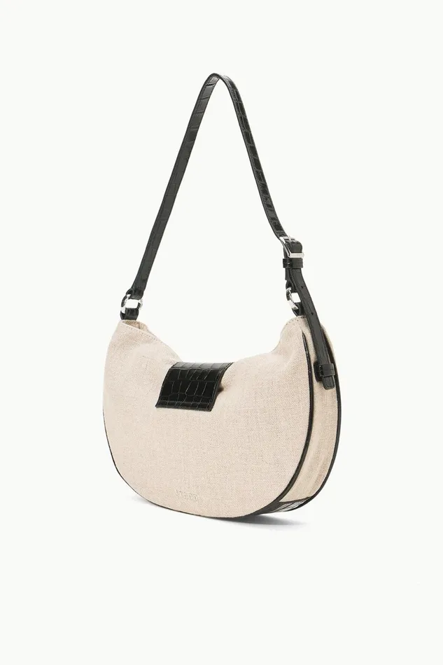 Women STAUD Shoulder MARIKE BAG NATURAL BLACK LINEN Women STAUD Shoulder MARIKE BAG NATURAL BLACK LINEN