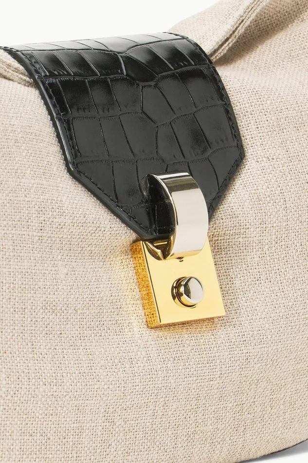 Women STAUD Shoulder MARIKE BAG NATURAL BLACK LINEN Women STAUD Shoulder MARIKE BAG NATURAL BLACK LINEN