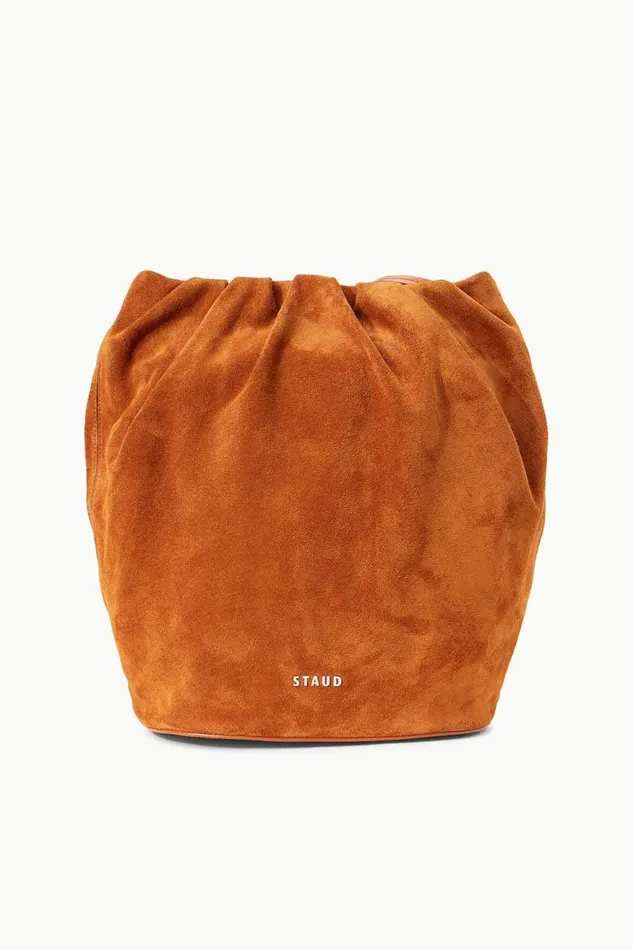 Women STAUD Shoulder VALENTINA BUCKET BAG TOBACCO