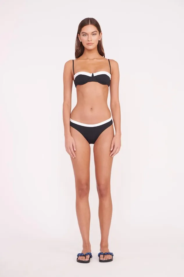 Women STAUD Swim JO BALCONETTE BIKINI TOP BLACK WHITE Women STAUD Swim JO BALCONETTE BIKINI TOP BLACK WHITE