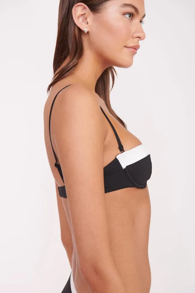 Women STAUD Swim JO BALCONETTE BIKINI TOP BLACK WHITE Women STAUD Swim JO BALCONETTE BIKINI TOP BLACK WHITE
