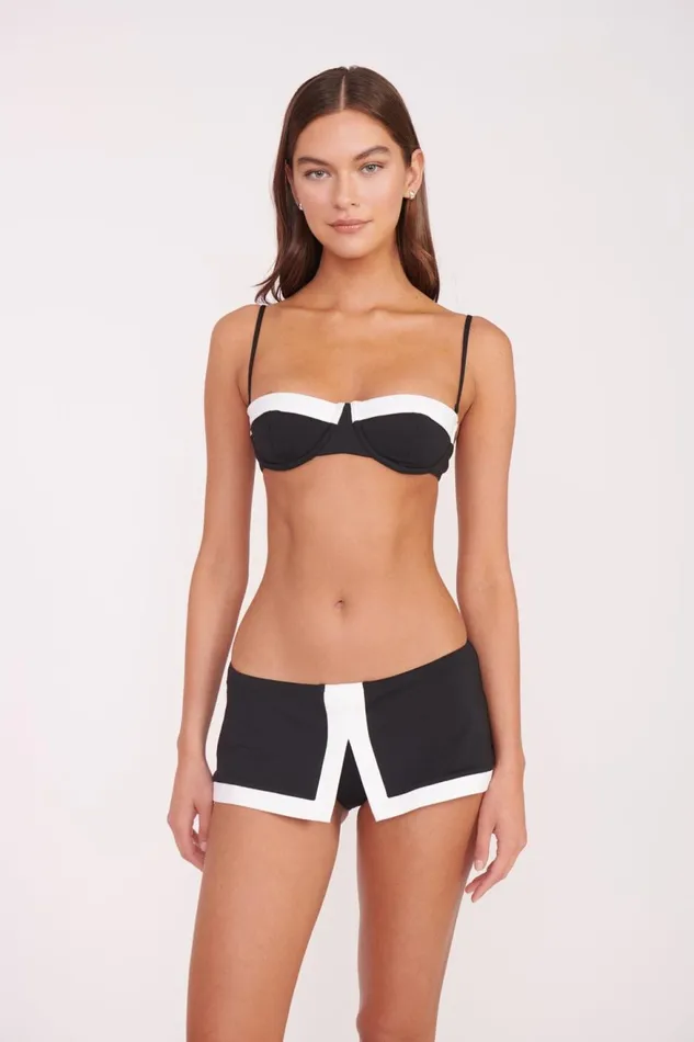 Women STAUD Swim JO BALCONETTE BIKINI TOP BLACK WHITE Women STAUD Swim JO BALCONETTE BIKINI TOP BLACK WHITE