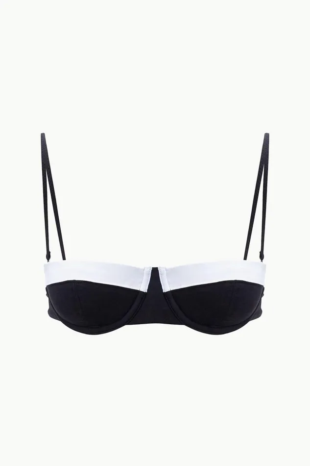 Women STAUD Swim JO BALCONETTE BIKINI TOP BLACK WHITE Women STAUD Swim JO BALCONETTE BIKINI TOP BLACK WHITE