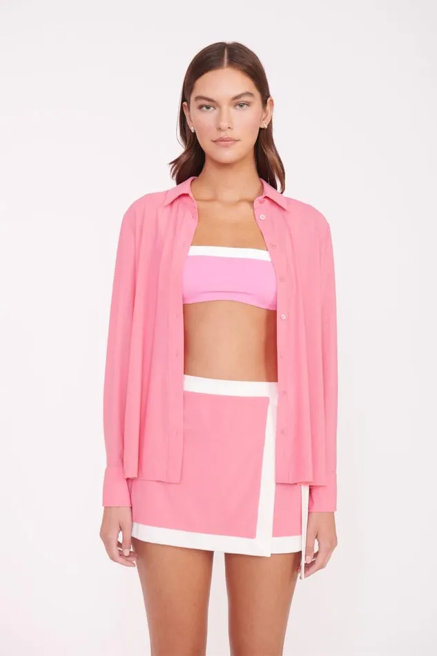 Women STAUD Swim MIRIAM COVERUP TOP CORAL PINK