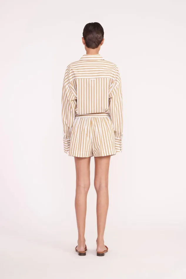 Women STAUD Swim ZOEY SHORT KHAKI STRIPE