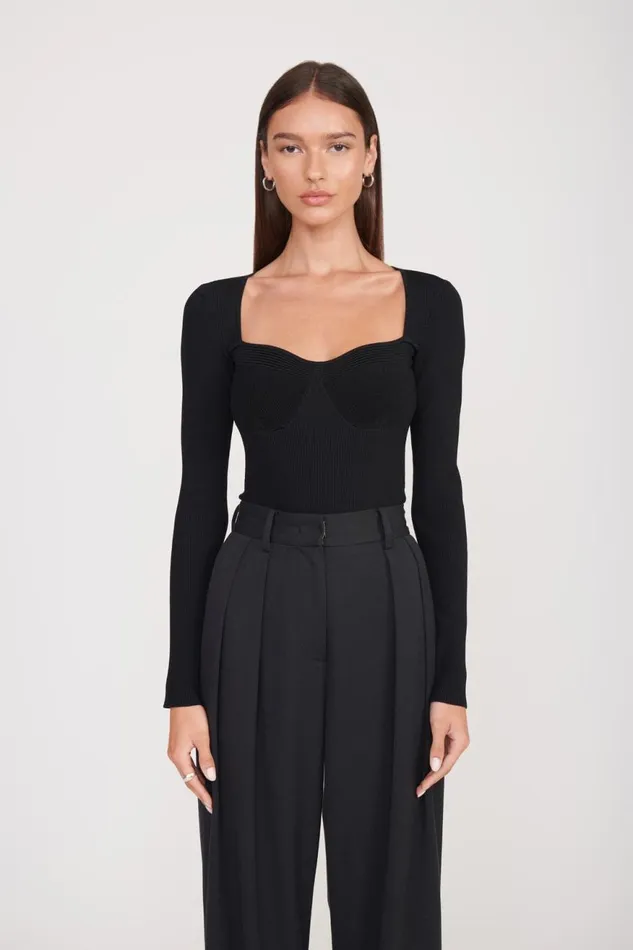 Women STAUD Tops SILHOUETTE TOP BLACK