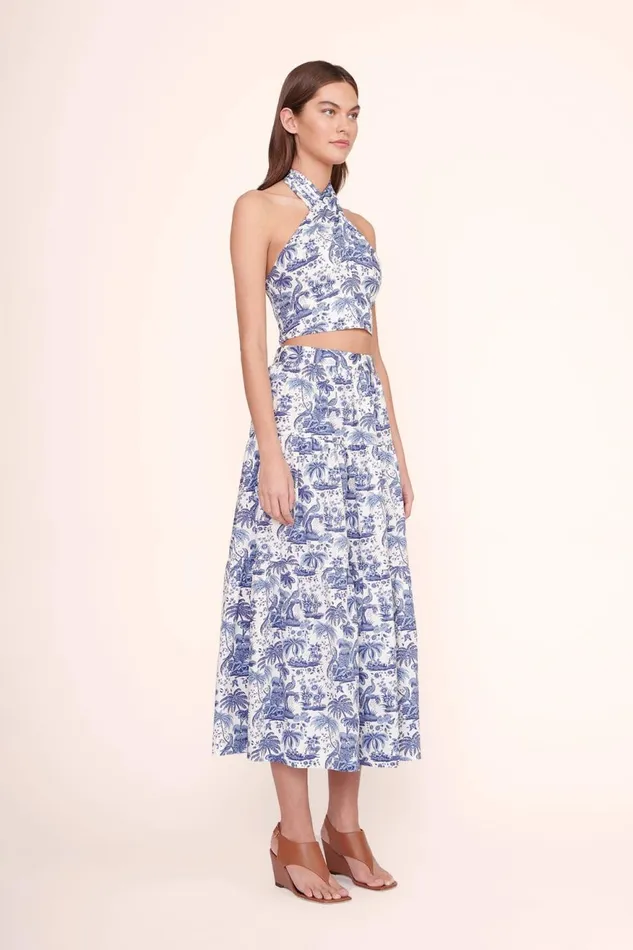 Women STAUD Tops SMOCKED KAI TOP BLUE TOILE
