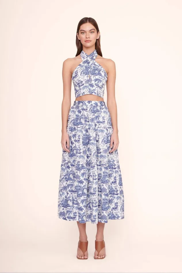 Women STAUD Tops SMOCKED KAI TOP BLUE TOILE
