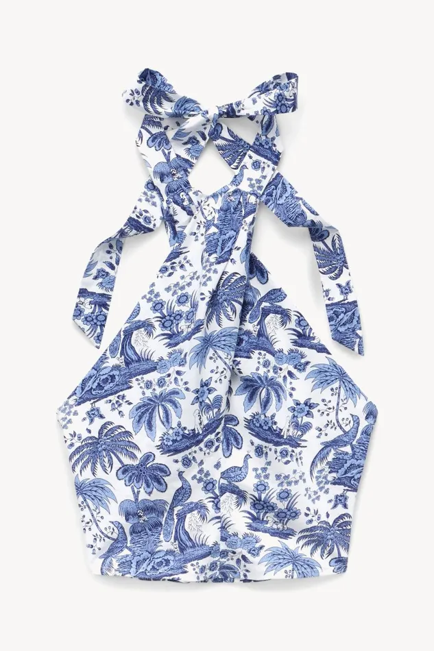 Women STAUD Tops SMOCKED KAI TOP BLUE TOILE