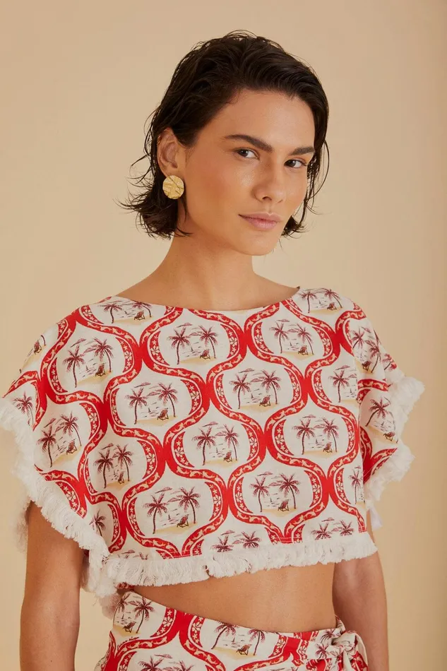 Women Summer Beach LENZING ECOVERO Euroflax Blouse Summer Beach Offwhite FARM Rio Blouses