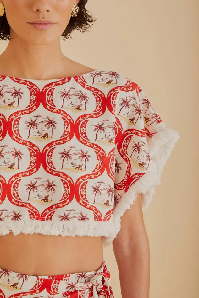 Women Summer Beach LENZING ECOVERO Euroflax Blouse Summer Beach Offwhite FARM Rio Blouses