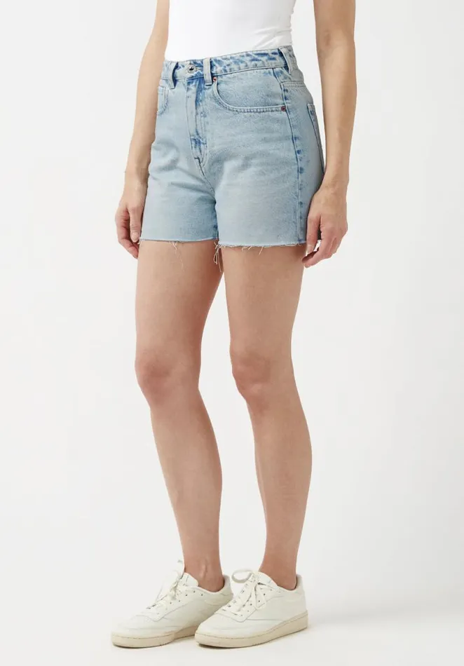 Women Super High Rise Joanna Bleached Down Shorts Indigo Buffalo David Bitton Shorts and Skirts