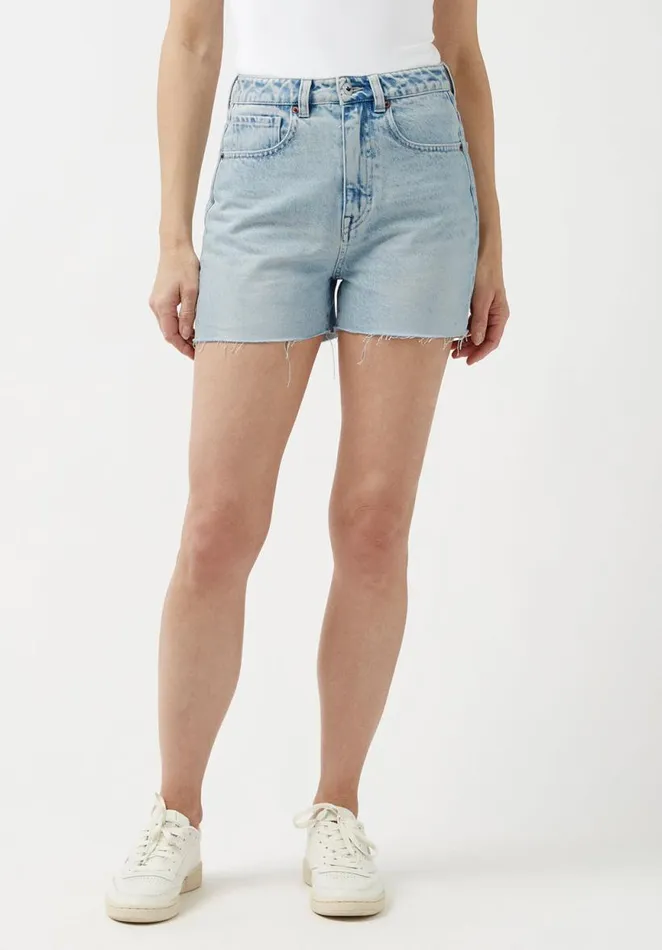 Women Super High Rise Joanna Bleached Down Shorts Indigo Buffalo David Bitton Shorts and Skirts