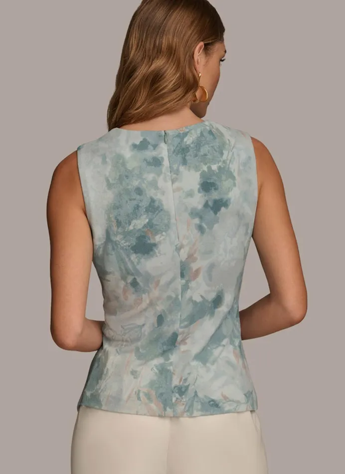 Women Sweaters And Tops Donna Karan SIDE DRAPE GATHERED WITH HARDWARE TOP Frost Combo