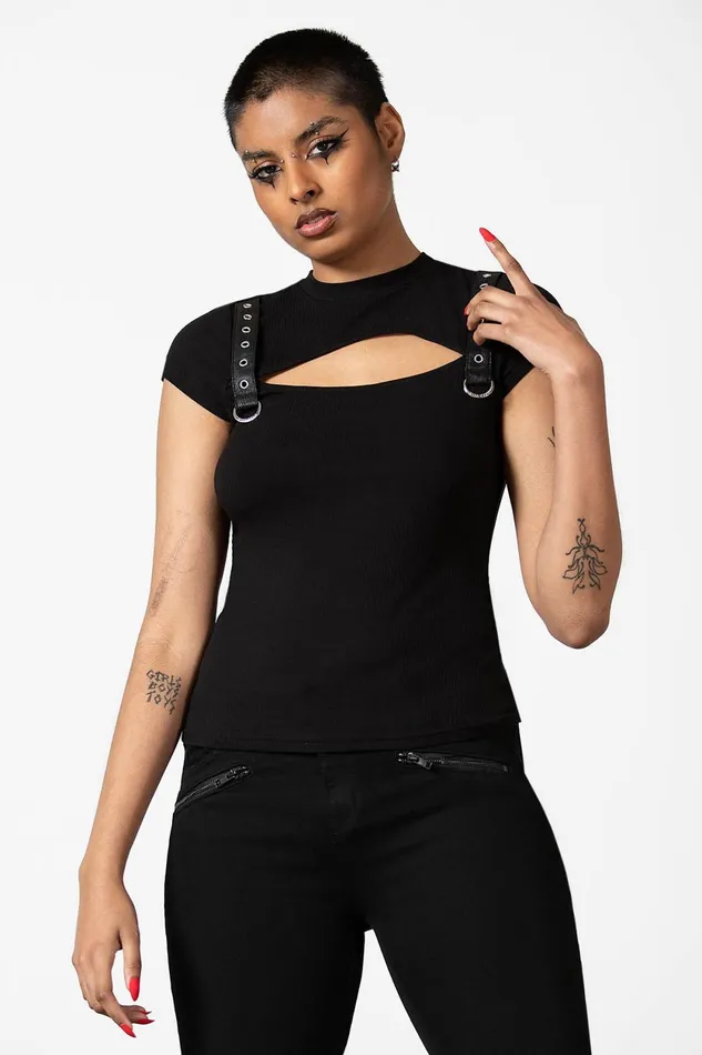 Women TShirts and Vests Killstar Trudy Keyhole Top