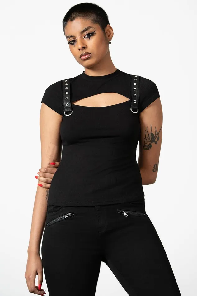 Women TShirts and Vests Killstar Trudy Keyhole Top