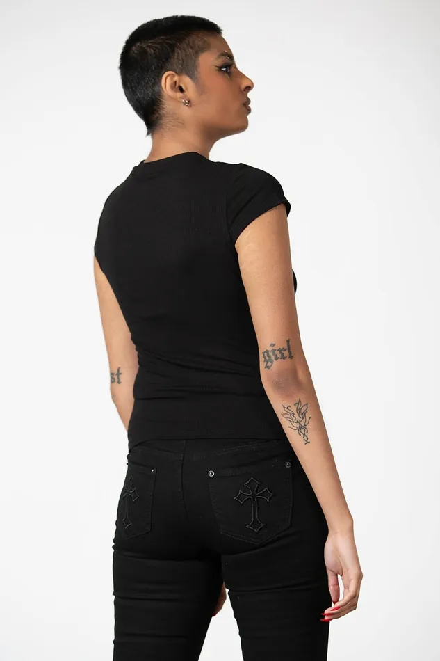 Women TShirts and Vests Killstar Trudy Keyhole Top