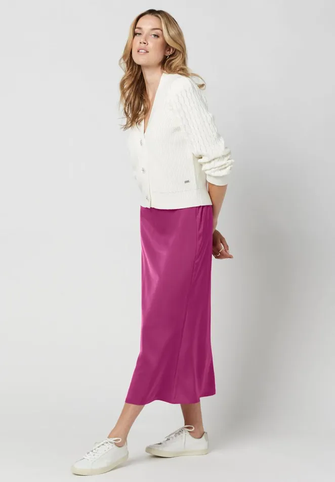 Women Tea Length Adler Satin Skirt Festivalfuchsia Buffalo David Bitton Dresses and Jumpsuits