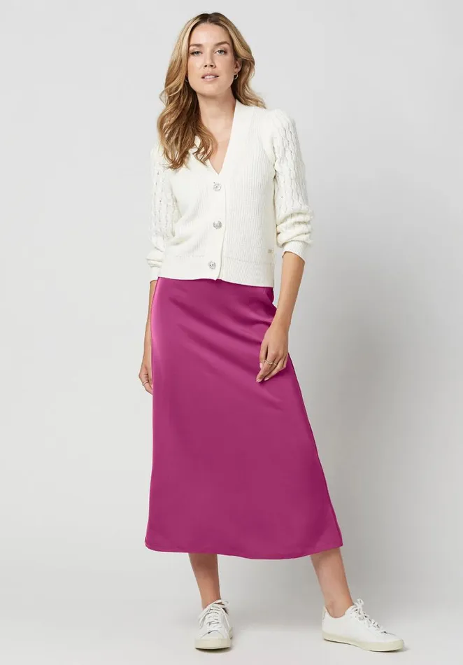 Women Tea Length Adler Satin Skirt Festivalfuchsia Buffalo David Bitton Dresses and Jumpsuits