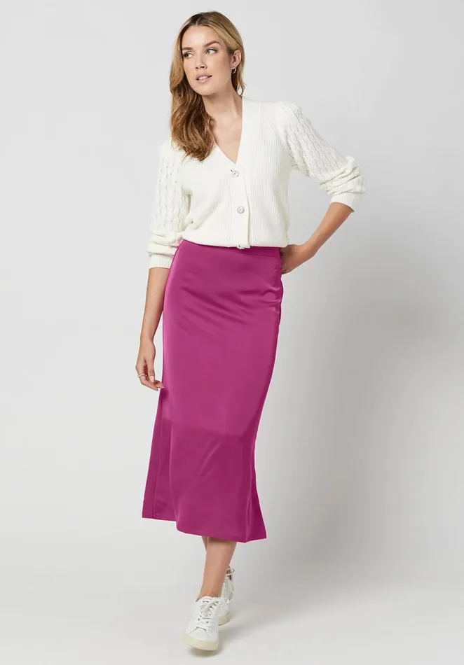 Women Tea Length Adler Satin Skirt Festivalfuchsia Buffalo David Bitton Dresses and Jumpsuits
