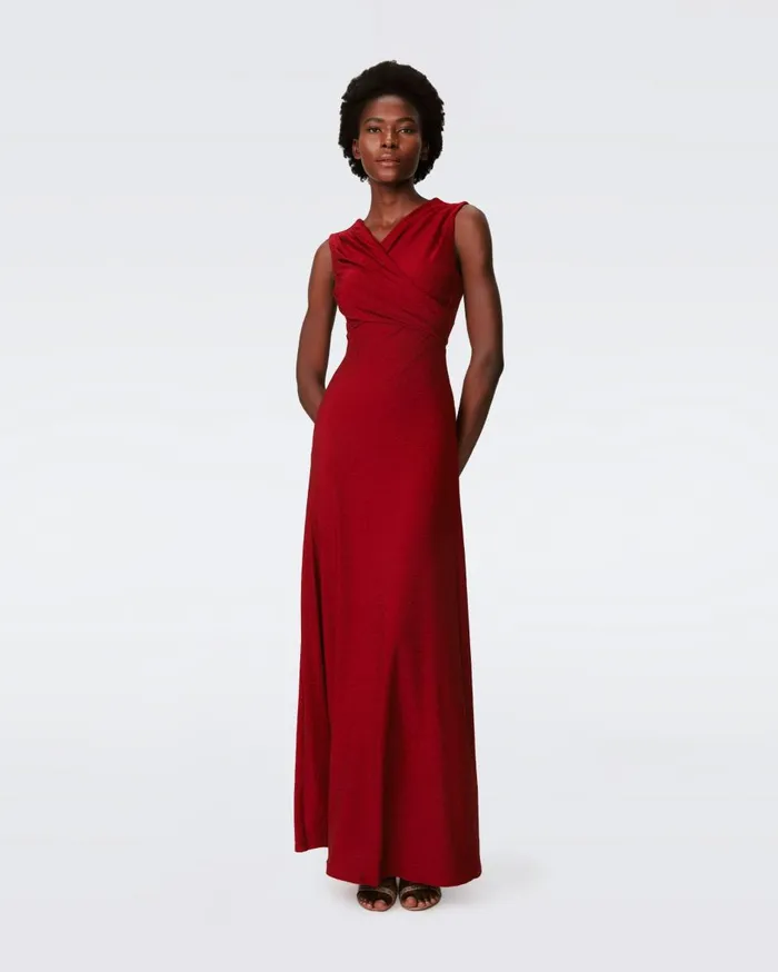 Women Tomas Dress Metallic Red DVF Dresses