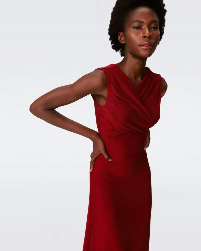 Women Tomas Dress Metallic Red DVF Dresses