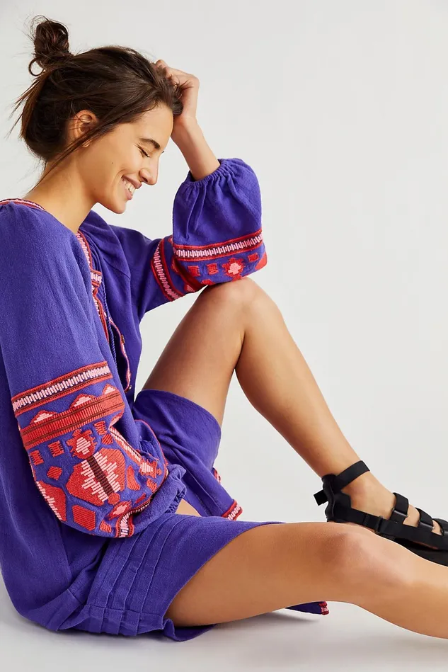 Women Tops Free People In The Clear Embroidered Maxi Sparkling Violet Combo