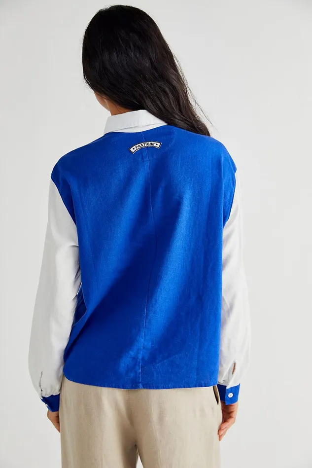 Women Tops Free People York Linen Shirt Intense Blue