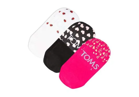 Women Ultimate No Show Socks Valentines 3 Pack Pink Multi TOMS Socks