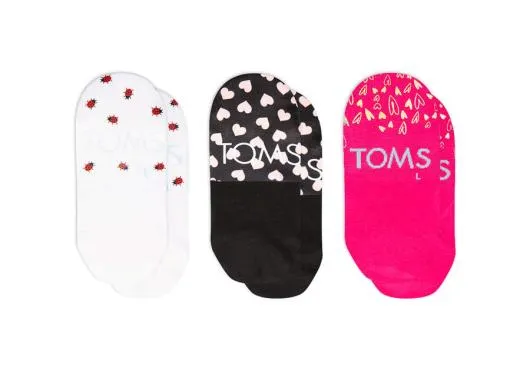 Women Ultimate No Show Socks Valentines 3 Pack Pink Multi TOMS Socks