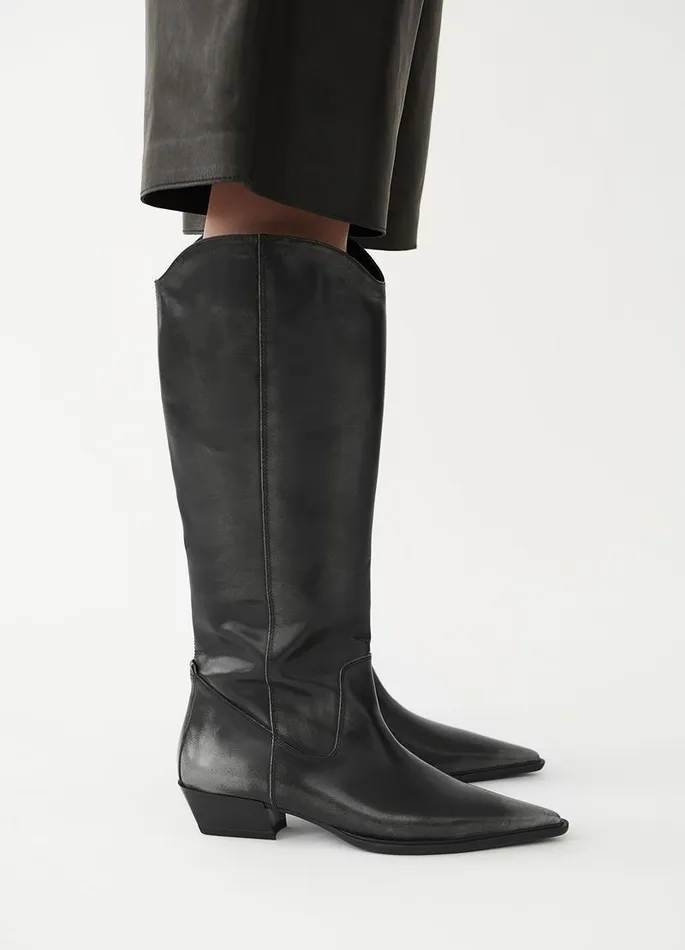Women Vagabond Tall Boots CASSIE TALL BOOTS Grey Brushoff Leather