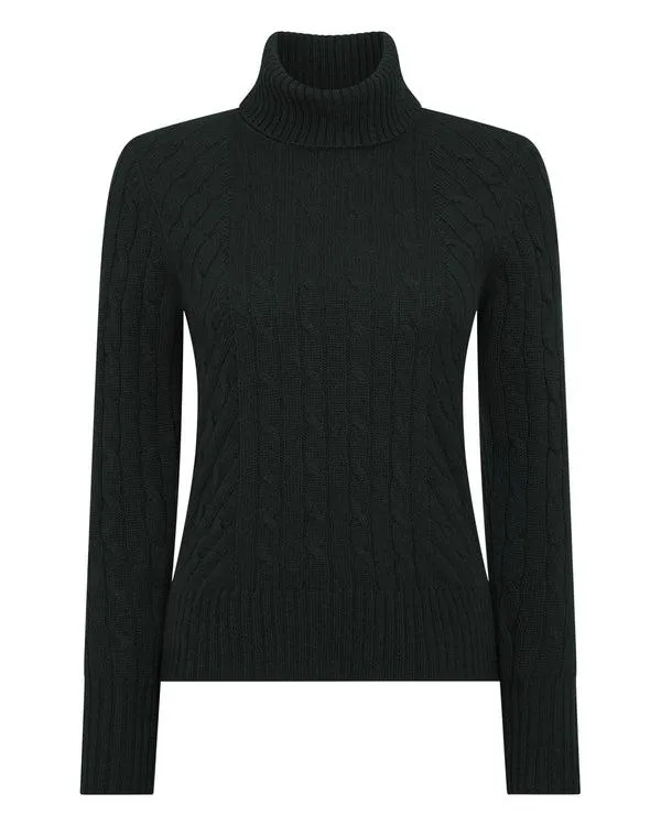 Women Women039s Cable Turtle Neck Cashmere SweaterIn Dark Green Dark Green NPeal Turtle Necks