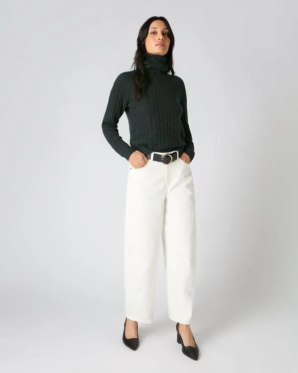 Women Women039s Cable Turtle Neck Cashmere SweaterIn Dark Green Dark Green NPeal Turtle Necks