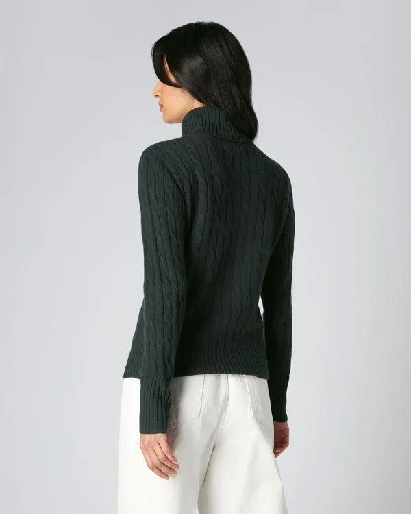Women Women039s Cable Turtle Neck Cashmere SweaterIn Dark Green Dark Green NPeal Turtle Necks