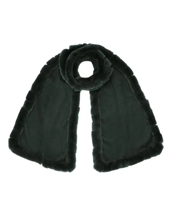 Women Women039s Cashmere Scarf With Fur TrimIn Dark Green Dark Green NPeal Cashmere Scarves