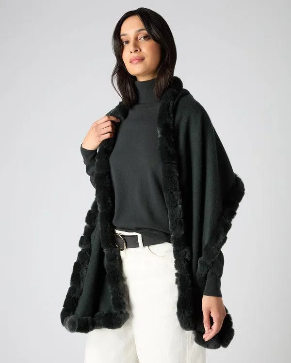 Women Women039s Cashmere Scarf With Fur TrimIn Dark Green Dark Green NPeal Cashmere Scarves