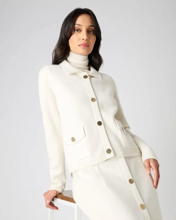 Women Women039s Cropped Milano Cashmere JacketIn New Ivory White New Ivory White NPeal Coats and Jackets
