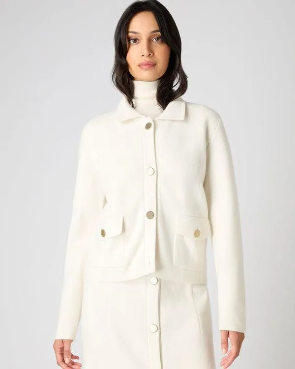 Women Women039s Cropped Milano Cashmere JacketIn New Ivory White New Ivory White NPeal Coats and Jackets