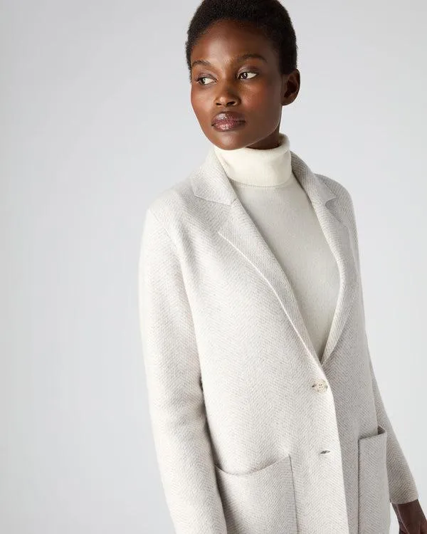 Women Women039s Herringbone Cashmere CoatIn New Ivory White New Ivory White NPeal Coats and Jackets