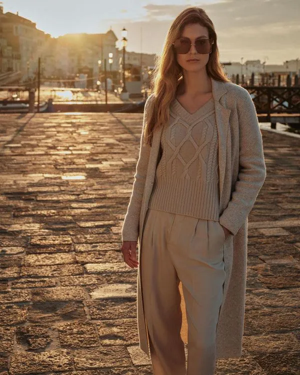 Women Women039s Herringbone Cashmere CoatIn New Ivory White New Ivory White NPeal Coats and Jackets