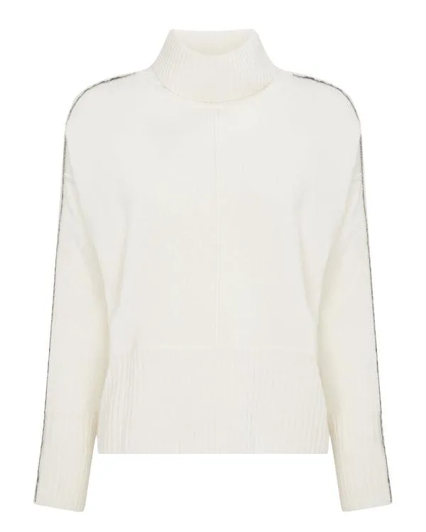 Women Women039s Metal Trim Cashmere SweaterIn New Ivory White New Ivory White NPeal Turtle Necks