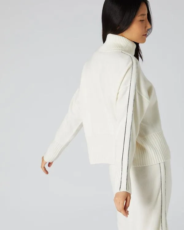 Women Women039s Metal Trim Cashmere SweaterIn New Ivory White New Ivory White NPeal Turtle Necks
