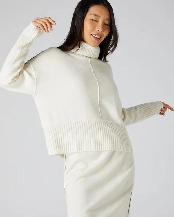 Women Women039s Metal Trim Cashmere SweaterIn New Ivory White New Ivory White NPeal Turtle Necks