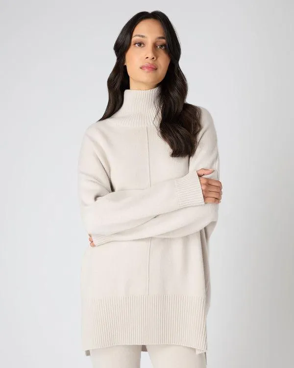 Women Women039s Mock Neck Long Cashmere SweaterIn Snow Grey Snow Grey NPeal Turtle Necks