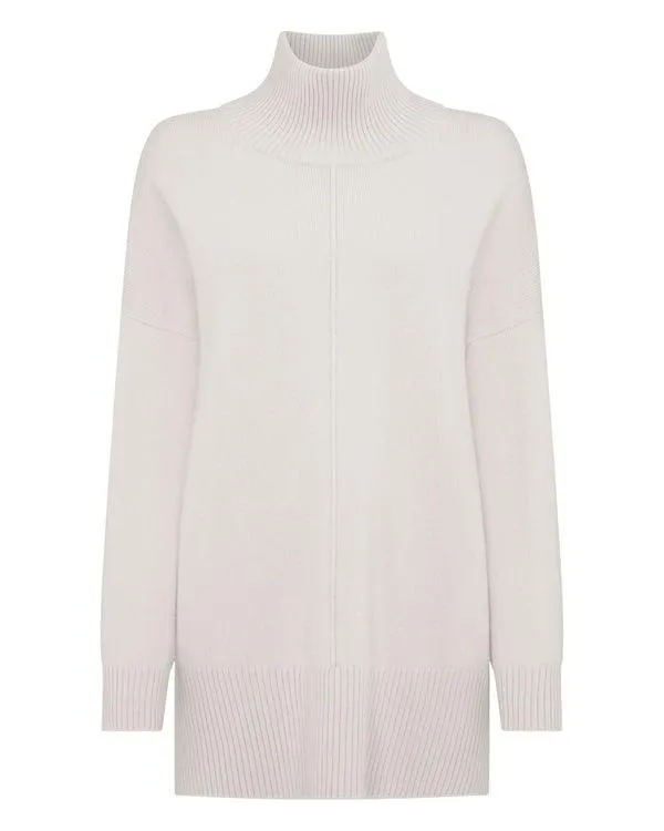 Women Women039s Mock Neck Long Cashmere SweaterIn Snow Grey Snow Grey NPeal Turtle Necks