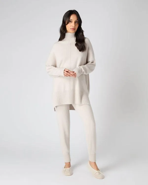 Women Women039s Mock Neck Long Cashmere SweaterIn Snow Grey Snow Grey NPeal Turtle Necks