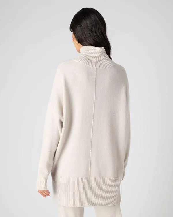 Women Women039s Mock Neck Long Cashmere SweaterIn Snow Grey Snow Grey NPeal Turtle Necks
