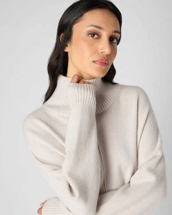 Women Women039s Mock Neck Long Cashmere SweaterIn Snow Grey Snow Grey NPeal Turtle Necks