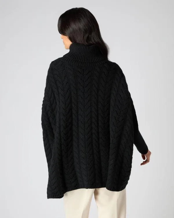 Women Women039s Oversize Cable Cashmere SweaterIn Black Black NPeal Turtle Necks