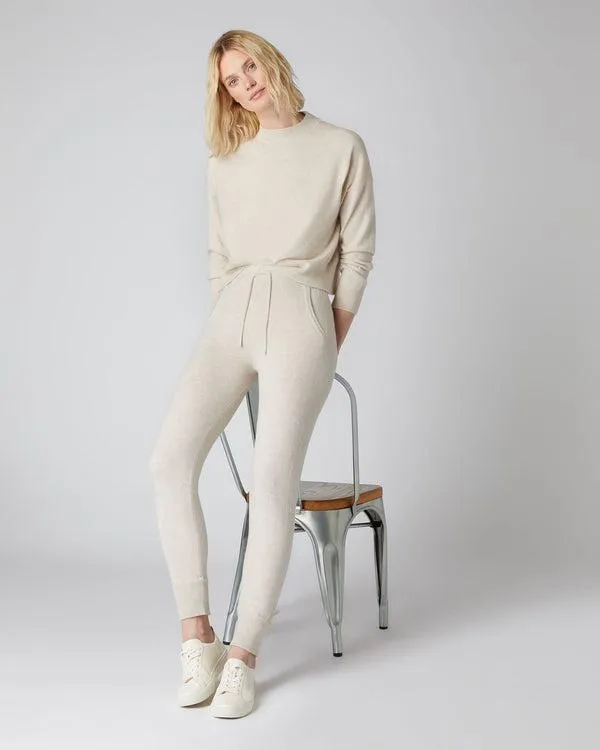 Women Women039s Plain Cashmere Lounge PantsIn Ecru White Ecru White NPeal Leggings and Trousers